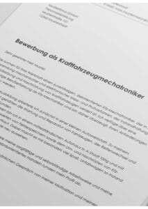 Bewerbung als Kraftfahrzeugmechatroniker Detail