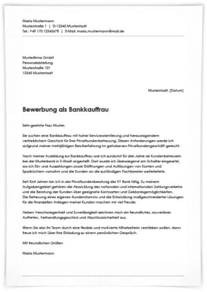 Bewerbung als Bankkauffrau