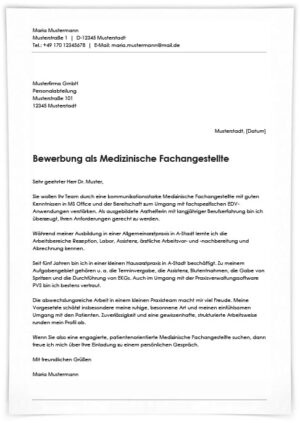 Bewerbung als Medizinische Fachangestellte