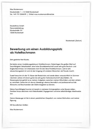 Bewerbung als Hotelfachmann / Hotelfachfrau - Lebenslaufmuster.de